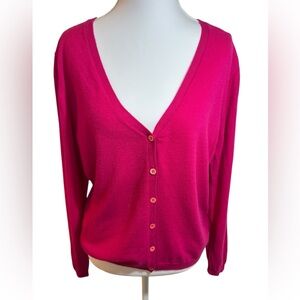 Pure Collection Women’s 100% Cashmere Cardigan Pink Magenta Size 16